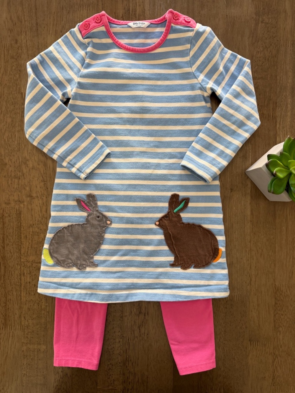 Baby Boden Striped Bunny Dress & Leggings Set 2yr - 3yr size